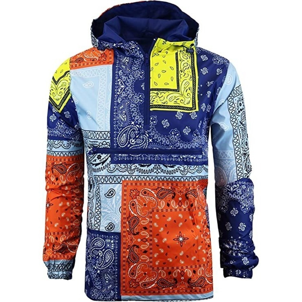 Screenshotbrand Lightweight Hooded Water Resistant Windbreaker  Zip Up Navy - XL
